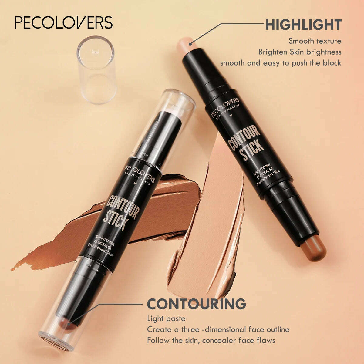 Contouring Stick with Double-headed Concealer Highlighter for Three-dimensional Nose Bridge Shadow V Face High Nose Bridge - KIMLUD