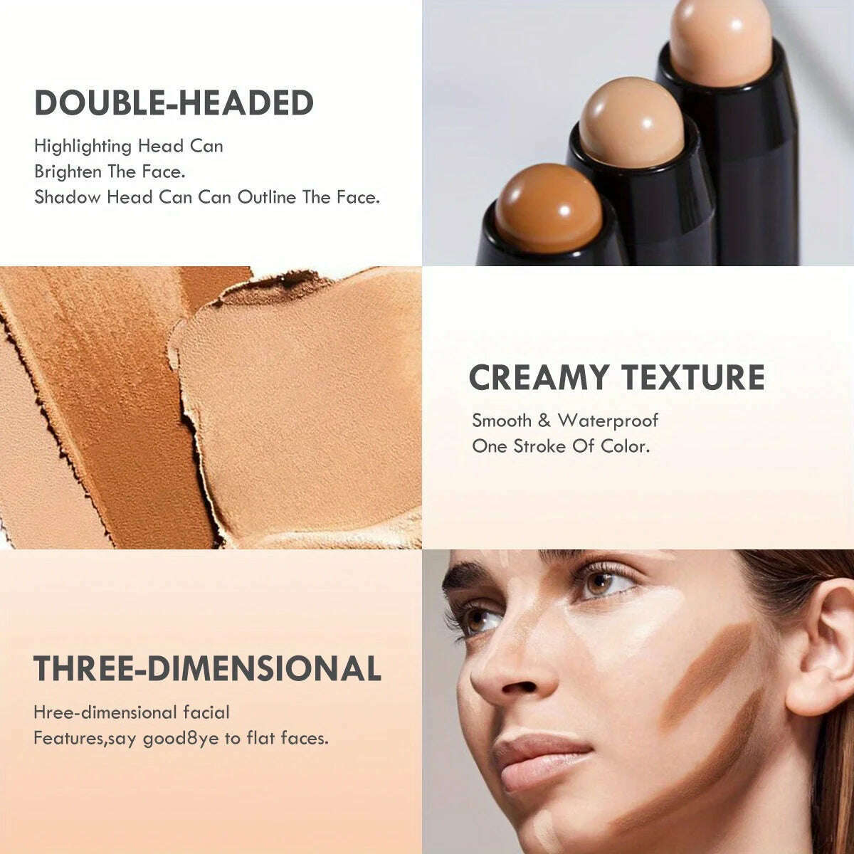 Contouring Stick with Double-headed Concealer Highlighter for Three-dimensional Nose Bridge Shadow V Face High Nose Bridge - KIMLUD