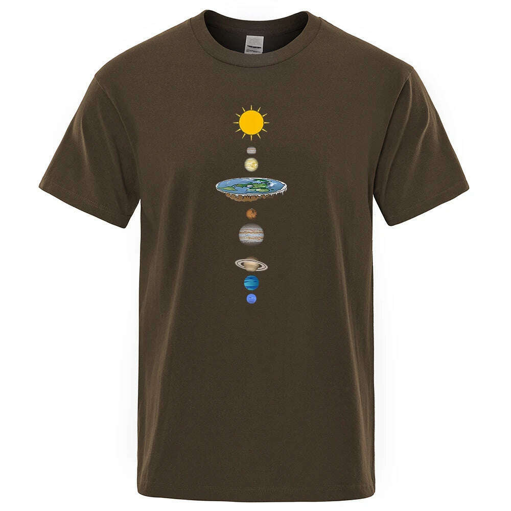 Cosmic Solar System Planets Print Short Sleeve Men Street Casual Tee Clothing Loose Oversized T Shirt Male Summer Cotton Tops - KIMLUD