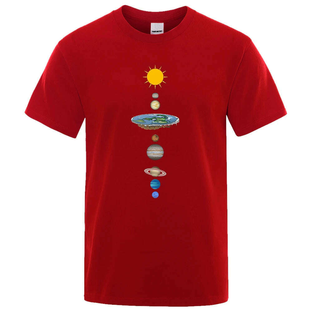 Cosmic Solar System Planets Print Short Sleeve Men Street Casual Tee Clothing Loose Oversized T Shirt Male Summer Cotton Tops - KIMLUD