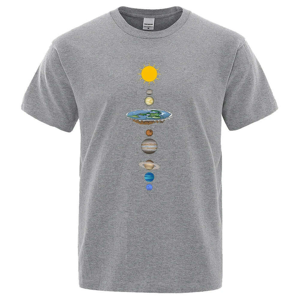 Cosmic Solar System Planets Print Short Sleeve Men Street Casual Tee Clothing Loose Oversized T Shirt Male Summer Cotton Tops - KIMLUD