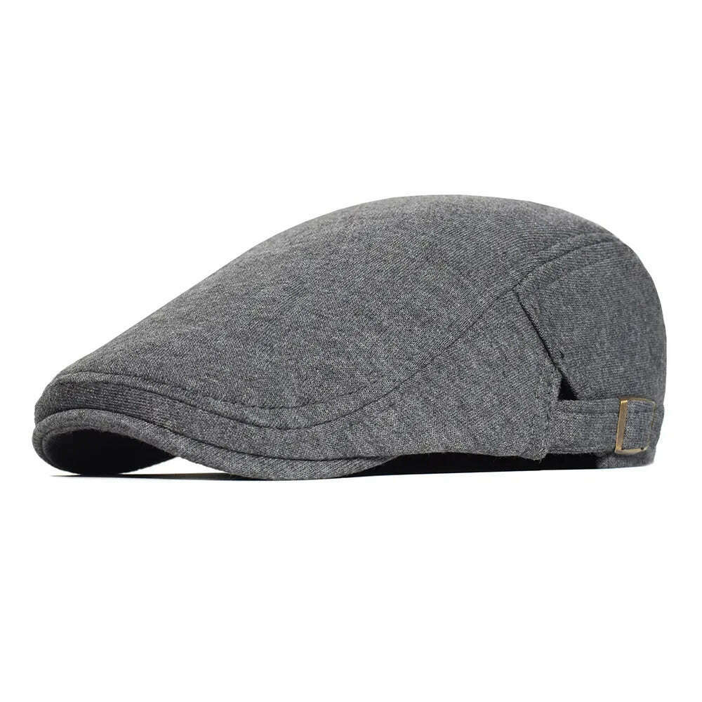 KIMLUD, Cotton Adjustable Newsboy Caps Men Woman Casual Beret Flat Ivy Cap Soft Solid Color Driving Cabbie Hat Unisex Black Gray Hats, Dark Grey / Adjustable 56-60 cm, KIMLUD APPAREL - Womens Clothes