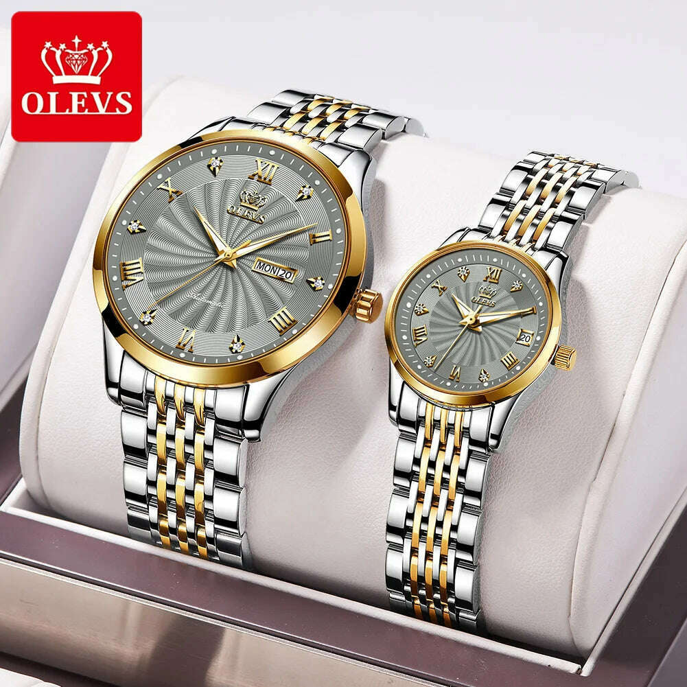 Couple Watch OELVS Brand Luxury Automatic Mechanical Watch Stainless Steel Waterproof Clock relogio masculino Couple Gift 6630 - KIMLUD