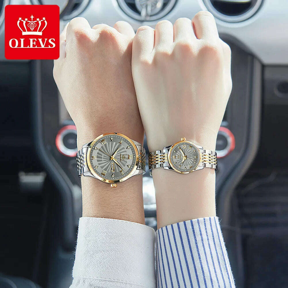 Couple Watch OELVS Brand Luxury Automatic Mechanical Watch Stainless Steel Waterproof Clock relogio masculino Couple Gift 6630 - KIMLUD