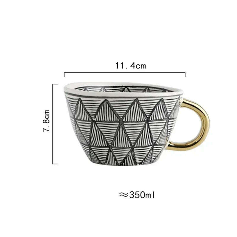 KIMLUD, Creative American Style Ceramic Mugs Coffee Cups Afternoon Tea Golden Stroke Geometry Irregular Coffee Cup Italian Espresso Mug, KIMLUD Womens Clothes