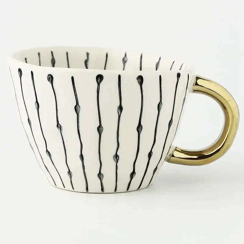 KIMLUD, Creative American Style Ceramic Mugs Coffee Cups Afternoon Tea Golden Stroke Geometry Irregular Coffee Cup Italian Espresso Mug, Style12 / 350-100ml, KIMLUD APPAREL - Womens Clothes