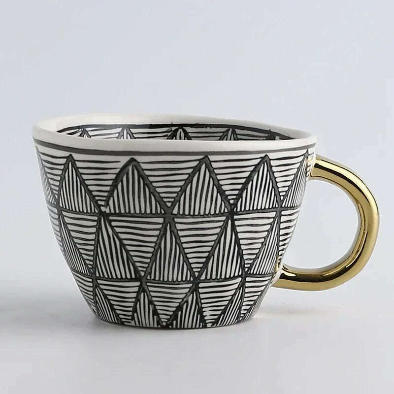 KIMLUD, Creative American Style Ceramic Mugs Coffee Cups Afternoon Tea Golden Stroke Geometry Irregular Coffee Cup Italian Espresso Mug, Style10 / 350-100ml, KIMLUD APPAREL - Womens Clothes