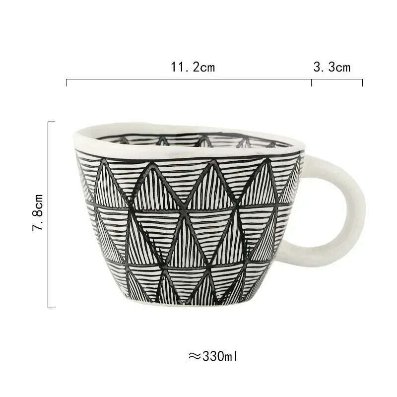 KIMLUD, Creative American Style Ceramic Mugs Coffee Cups Afternoon Tea Golden Stroke Geometry Irregular Coffee Cup Italian Espresso Mug, Style15 / 350-100ml, KIMLUD APPAREL - Womens Clothes