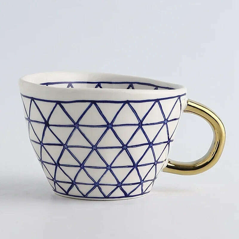 KIMLUD, Creative American Style Ceramic Mugs Coffee Cups Afternoon Tea Golden Stroke Geometry Irregular Coffee Cup Italian Espresso Mug, Style4 / 350-100ml, KIMLUD APPAREL - Womens Clothes