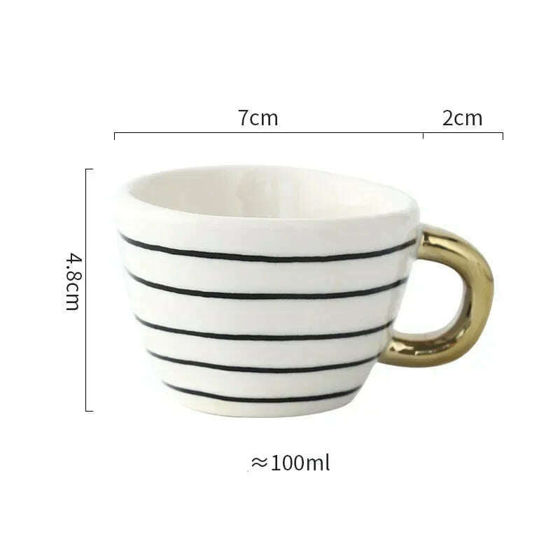 KIMLUD, Creative American Style Ceramic Mugs Coffee Cups Afternoon Tea Golden Stroke Geometry Irregular Coffee Cup Italian Espresso Mug, Style28 / 350-100ml, KIMLUD APPAREL - Womens Clothes