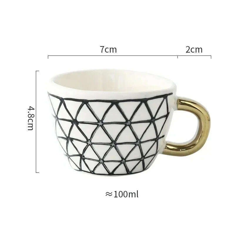 KIMLUD, Creative American Style Ceramic Mugs Coffee Cups Afternoon Tea Golden Stroke Geometry Irregular Coffee Cup Italian Espresso Mug, Style27 / 350-100ml, KIMLUD APPAREL - Womens Clothes