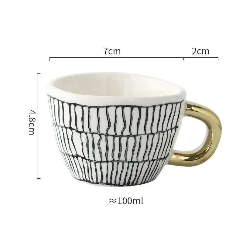 KIMLUD, Creative American Style Ceramic Mugs Coffee Cups Afternoon Tea Golden Stroke Geometry Irregular Coffee Cup Italian Espresso Mug, Style30 / 350-100ml, KIMLUD APPAREL - Womens Clothes