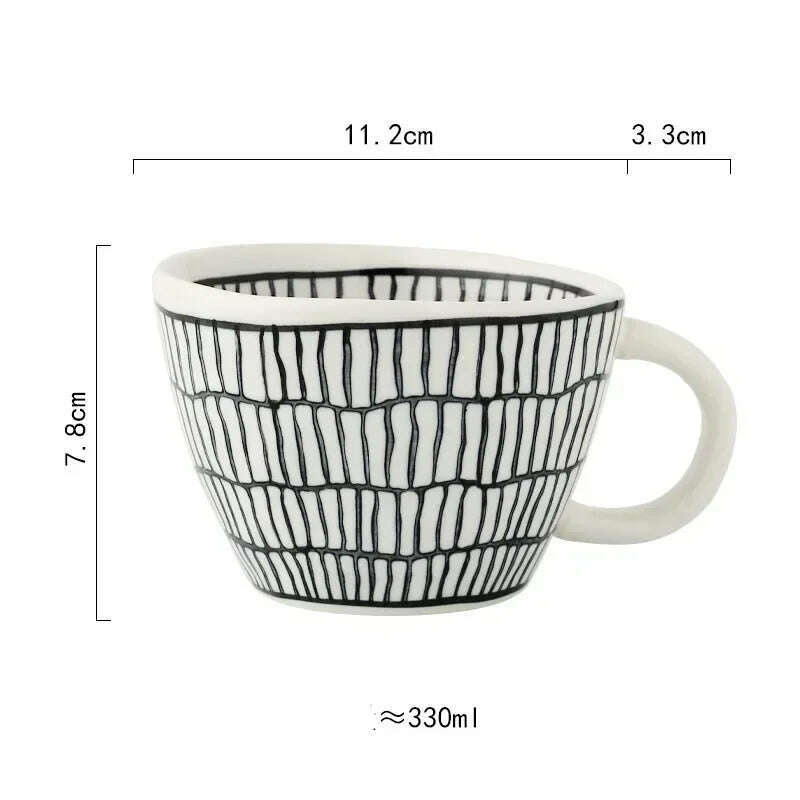 KIMLUD, Creative American Style Ceramic Mugs Coffee Cups Afternoon Tea Golden Stroke Geometry Irregular Coffee Cup Italian Espresso Mug, Style21 / 350-100ml, KIMLUD APPAREL - Womens Clothes