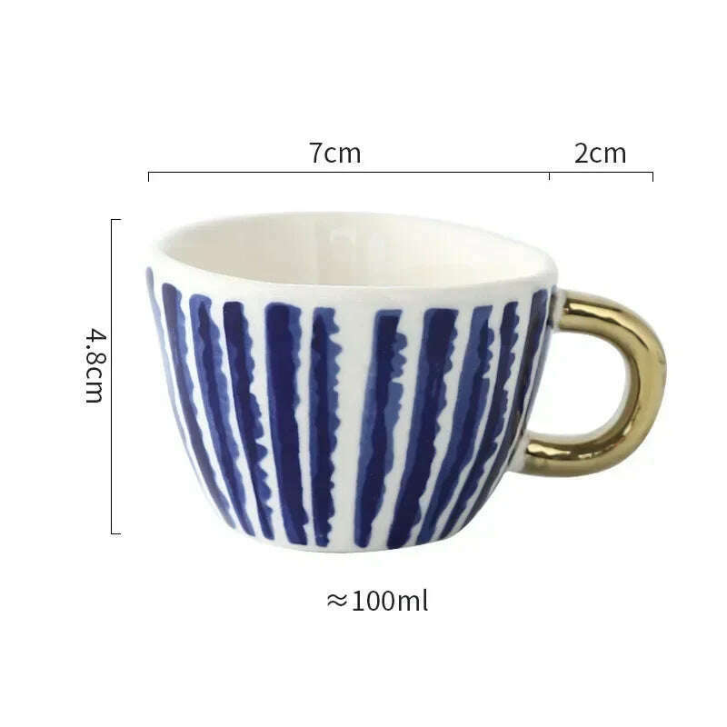 KIMLUD, Creative American Style Ceramic Mugs Coffee Cups Afternoon Tea Golden Stroke Geometry Irregular Coffee Cup Italian Espresso Mug, Style25 / 350-100ml, KIMLUD APPAREL - Womens Clothes