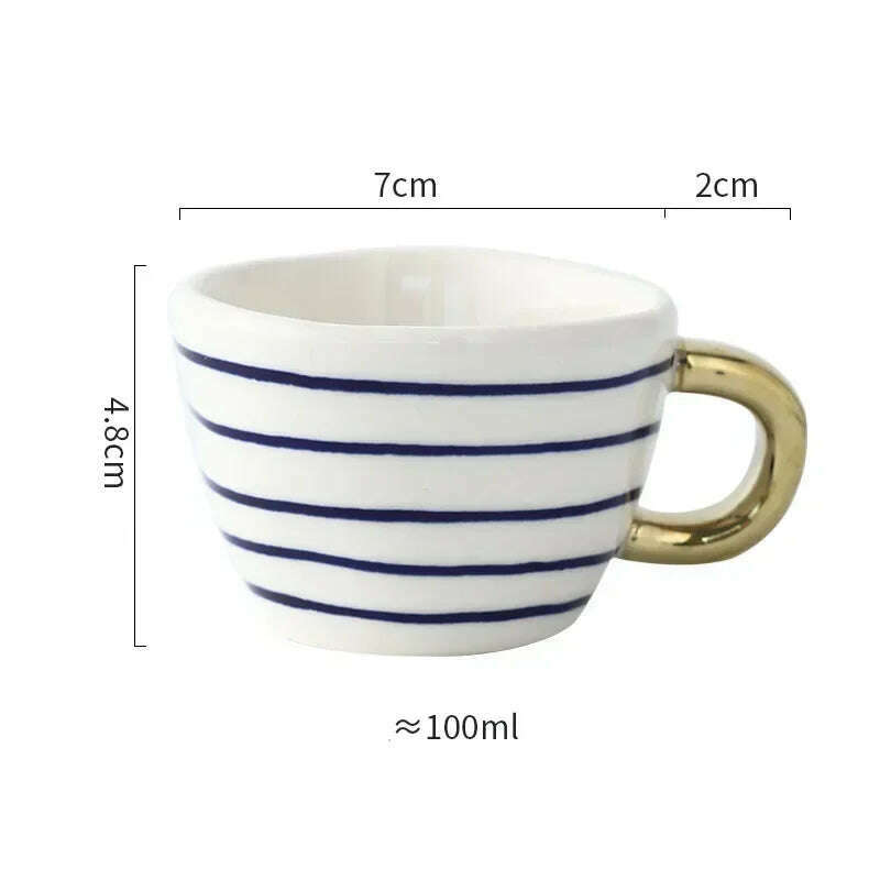 KIMLUD, Creative American Style Ceramic Mugs Coffee Cups Afternoon Tea Golden Stroke Geometry Irregular Coffee Cup Italian Espresso Mug, Style24 / 350-100ml, KIMLUD APPAREL - Womens Clothes