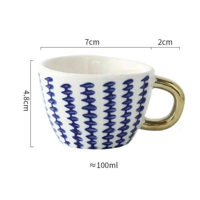 KIMLUD, Creative American Style Ceramic Mugs Coffee Cups Afternoon Tea Golden Stroke Geometry Irregular Coffee Cup Italian Espresso Mug, Style23 / 350-100ml, KIMLUD APPAREL - Womens Clothes