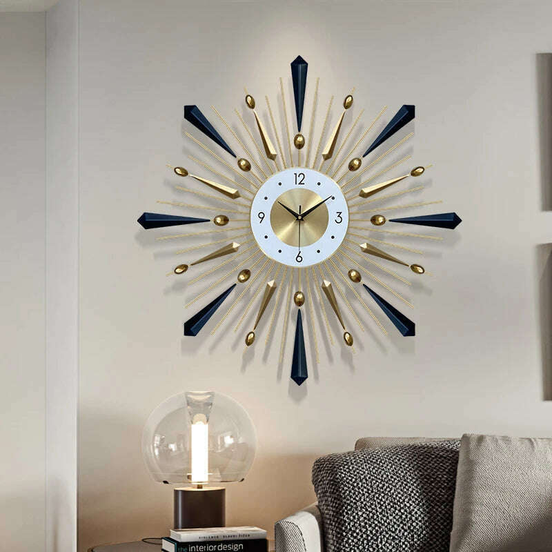 Creative Art Light Luxury Wall Watch Wall Clock Living Room Home Clock Decoration Fashion Modern Simple Personality Clock - KIMLUD