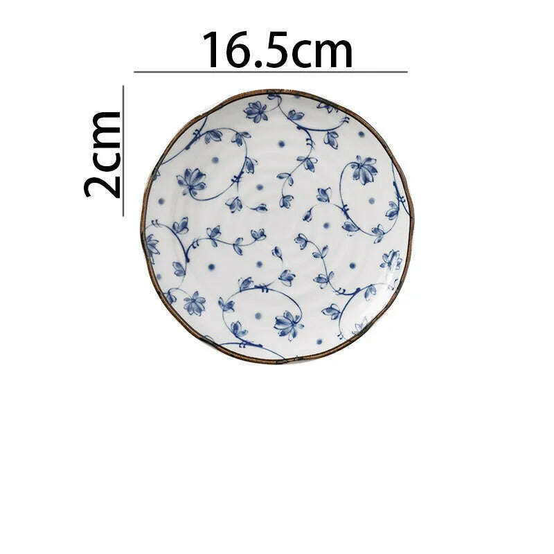 KIMLUD, Creative Ceramic Plate Blue and White Porcelain Desktop Fruit Salad Dish Hotel Dinner Set Plates and Dishes Kitchen Cutlery, C-plate-meidum, KIMLUD APPAREL - Womens Clothes