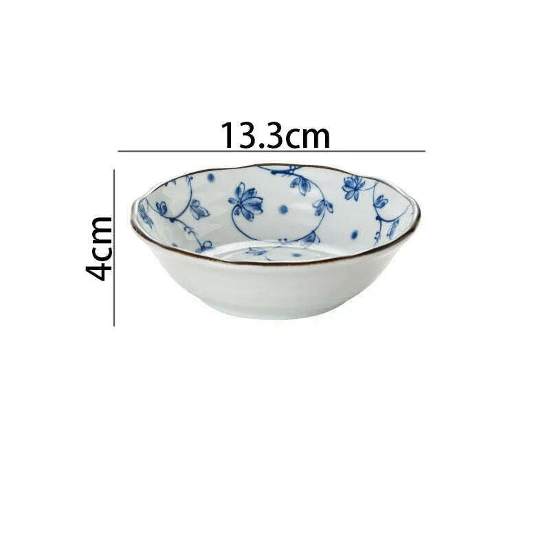 KIMLUD, Creative Ceramic Plate Blue and White Porcelain Desktop Fruit Salad Dish Hotel Dinner Set Plates and Dishes Kitchen Cutlery, B-bowl-13.3x4cm, KIMLUD APPAREL - Womens Clothes