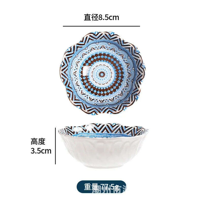 Creative Painted Ceramic Seasoning Small Dish Japanese Dipping Seasoning Dish Snack Bowls Dishes - KIMLUD