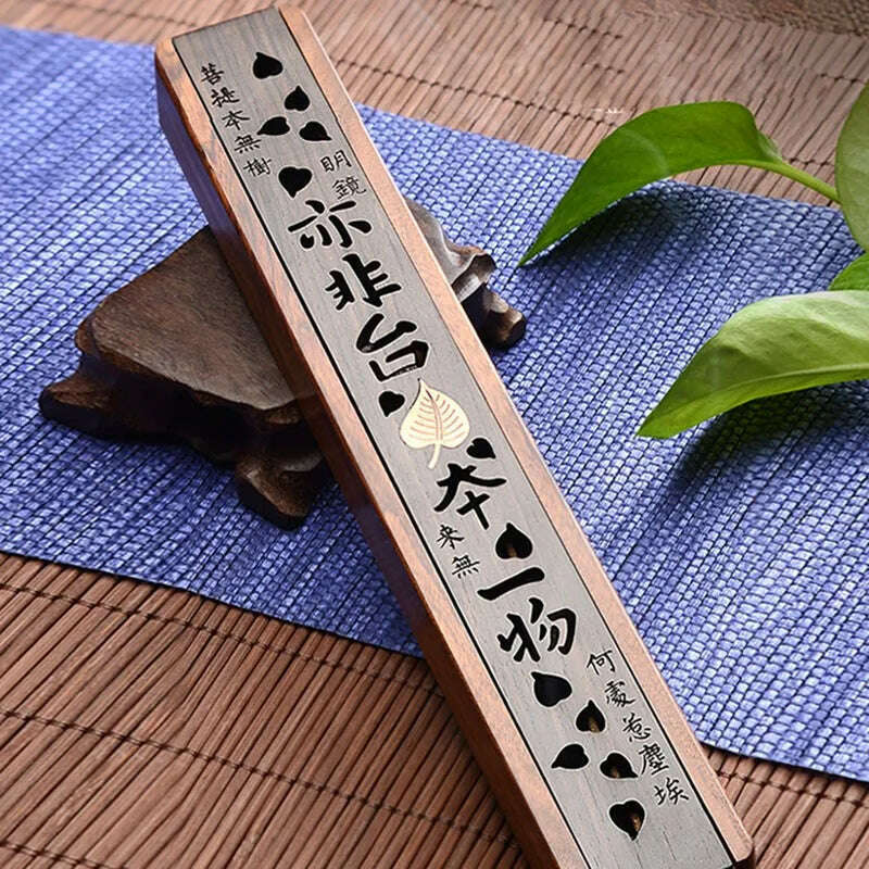 Creative Retro Black Home Office Wooden Incense Holder Incense Burner Traditional Chinese Type Wood Handmade Carving Censer Box - KIMLUD