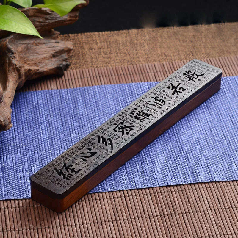 Creative Retro Black Home Office Wooden Incense Holder Incense Burner Traditional Chinese Type Wood Handmade Carving Censer Box - KIMLUD