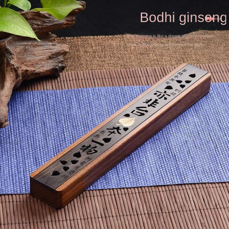 Creative Retro Black Home Office Wooden Incense Holder Incense Burner Traditional Chinese Type Wood Handmade Carving Censer Box - KIMLUD