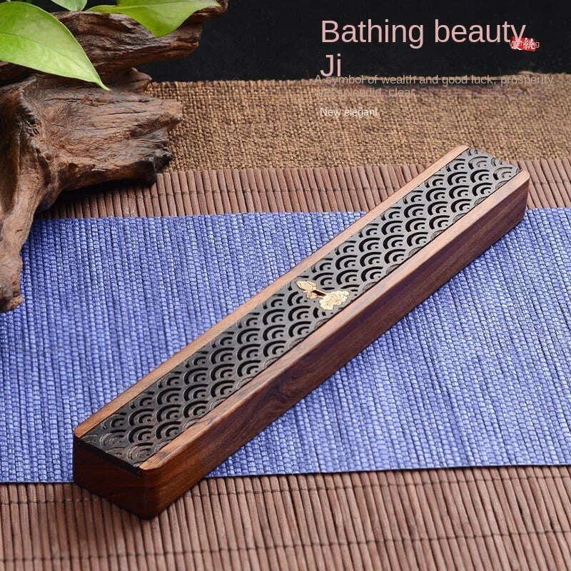 KIMLUD, Creative Retro Black Home Office Wooden Incense Holder Incense Burner Traditional Chinese Type Wood Handmade Carving Censer Box, 2, KIMLUD APPAREL - Womens Clothes