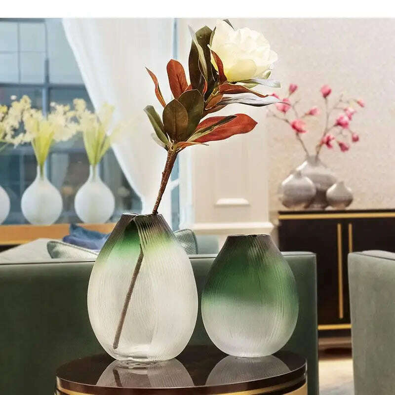 KIMLUD, Creative Transparent Gradient Glass Vase Hydroponic Flower Pots Desk Decoration Artificial Flower Decorative Floral Arrangement, KIMLUD Womens Clothes