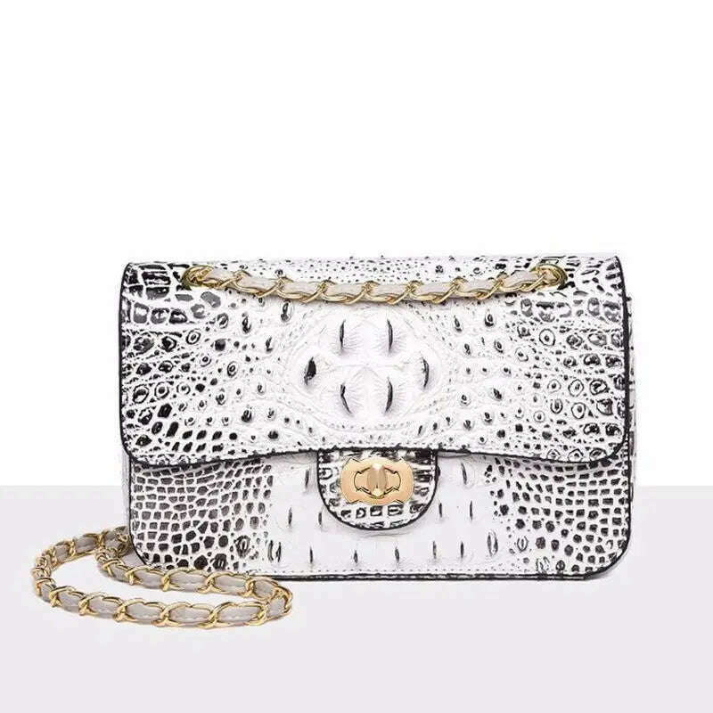 KIMLUD, Crocodile Handbag Chain Crossbody Bags for Women 2023 Luxury Brand Leather Shoulder Bag Female Fashion Trend Designer Handbags, beige, KIMLUD APPAREL - Womens Clothes