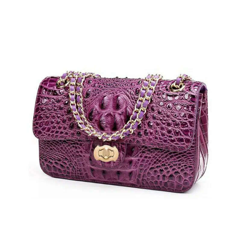 KIMLUD, Crocodile Handbag Chain Crossbody Bags for Women 2023 Luxury Brand Leather Shoulder Bag Female Fashion Trend Designer Handbags, purple, KIMLUD APPAREL - Womens Clothes