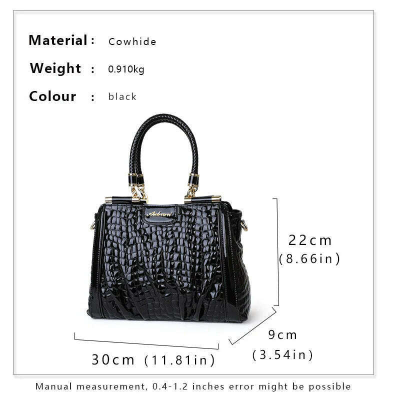 Crocodile Print Top Handle Bag Real Leather Casual Tote Elegant Women Handbags Purses Luxury Genuine Leather - KIMLUD