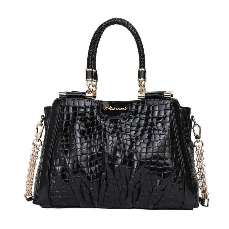 Crocodile Print Top Handle Bag Real Leather Casual Tote Elegant Women Handbags Purses Luxury Genuine Leather - KIMLUD