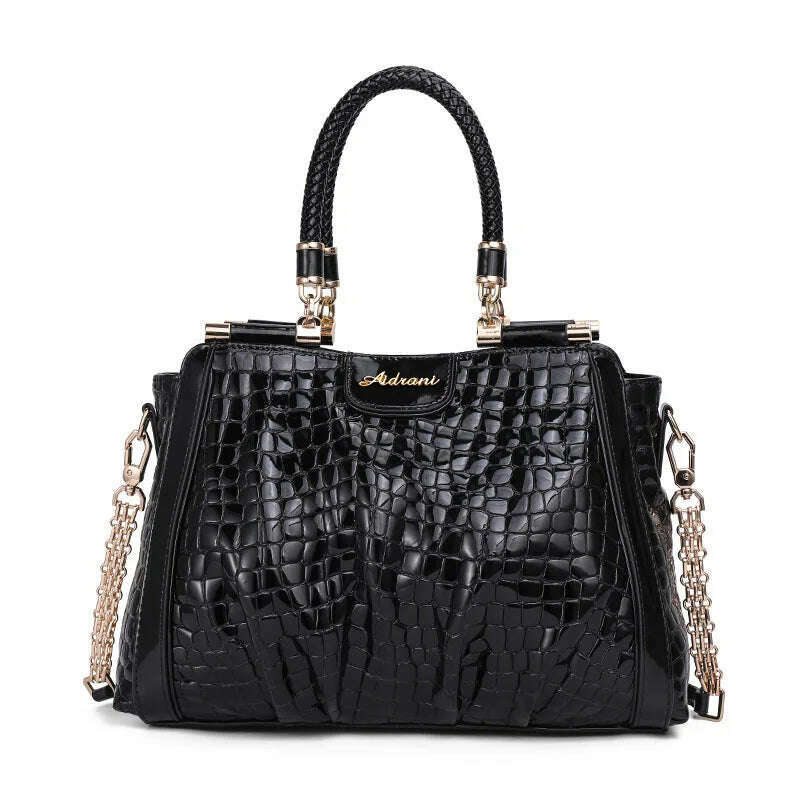 Crocodile Print Top Handle Bag Real Leather Casual Tote Elegant Women Handbags Purses Luxury Genuine Leather - KIMLUD