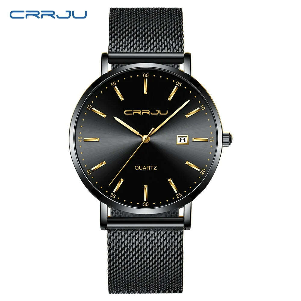 KIMLUD, CRRJU Luxury Fashion Woman Bracelet Watch Women Casual Waterproof Quartz Ladies Dress Watches Gift lover Clock relogio feminino, black gold, KIMLUD APPAREL - Womens Clothes