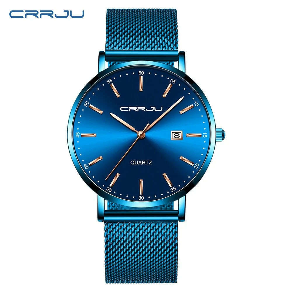 KIMLUD, CRRJU Luxury Fashion Woman Bracelet Watch Women Casual Waterproof Quartz Ladies Dress Watches Gift lover Clock relogio feminino, bule rose, KIMLUD APPAREL - Womens Clothes