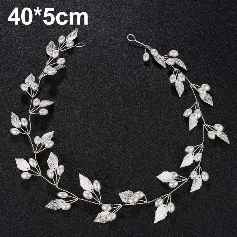 KIMLUD, Crystal Pearl Hairpin Hair Vine Long Head Piece Hair Comb Headband Hairpins Hairbands Accessories Wedding Bridal Hair Jewelry, Silver-A, KIMLUD APPAREL - Womens Clothes