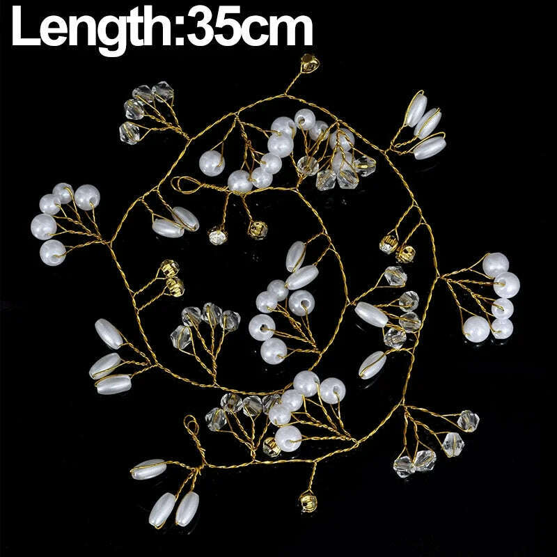 Crystal Pearl Hairpin Hair Vine Long Head Piece Hair Comb Headband Hairpins Hairbands Accessories Wedding Bridal Hair Jewelry - KIMLUD