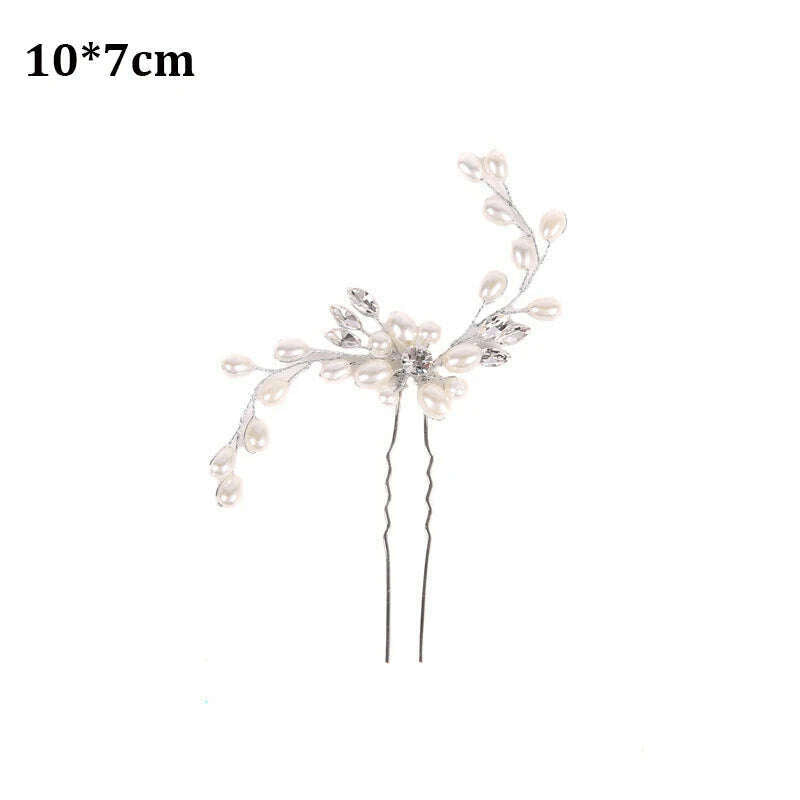 KIMLUD, Crystal Pearl Tiaras Hairbands Hairpins Bridesmaid Diamante Vine Decoration Hair Accessories Bridal Wedding Jewelry Headwear, Silver hair pin, KIMLUD Womens Clothes