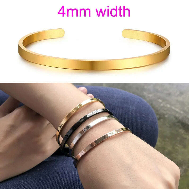 Cuff Bracelet Bangle for Women ,Stainless Steel Openable Bracelet Couple,Charm Handchain Woman ,Stacked Layered Jewelry - KIMLUD