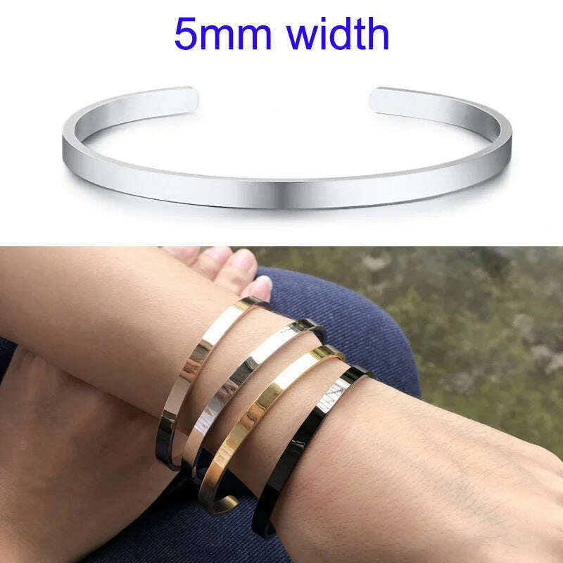 Cuff Bracelet Bangle for Women ,Stainless Steel Openable Bracelet Couple,Charm Handchain Woman ,Stacked Layered Jewelry - KIMLUD