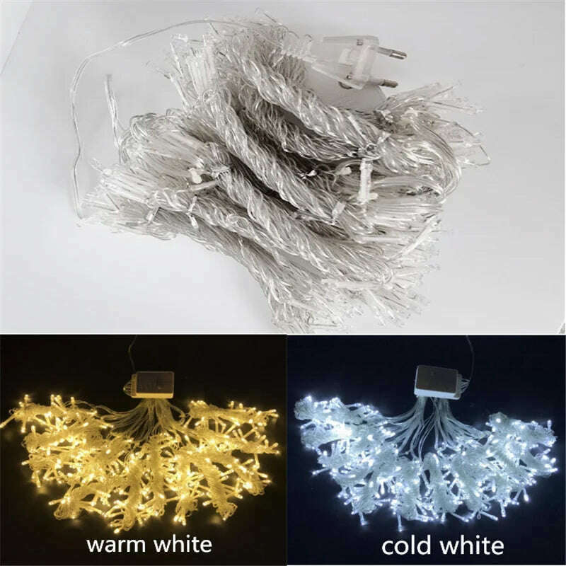 Curtain 3*2.5M 240LED String Light Fairy Icicle Outdoor Garland LED Light For Window Wedding Home Xmas Decoration Lighting - KIMLUD