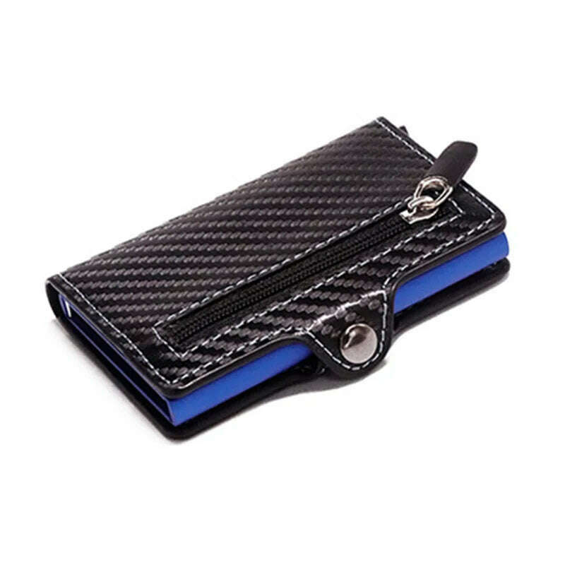 KIMLUD, Custom Card Holder Anti-theft Carbon Fiber Wallet Men Credit Card Holder Zipper Coins Pocket Wallet RFID Card Case & Money Clips, KIMLUD Womens Clothes