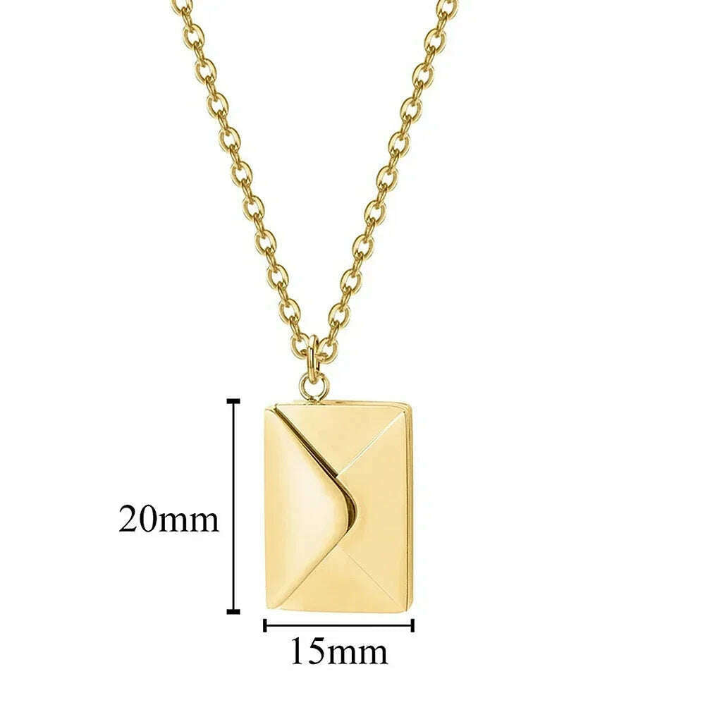 Custom Engraved Love Letter Personalized Envelope Pendant Necklace Stainless Steel Jewelry Women Valentine's Day Confession Gift - KIMLUD