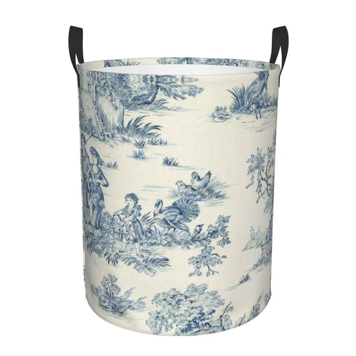 KIMLUD, Custom Toile De Jouy Number 2 Laundry Basket Foldable Large Clothing Storage Bin French Navy Blue Motif Baby Hamper, 9 / 50x40 cm, KIMLUD APPAREL - Womens Clothes