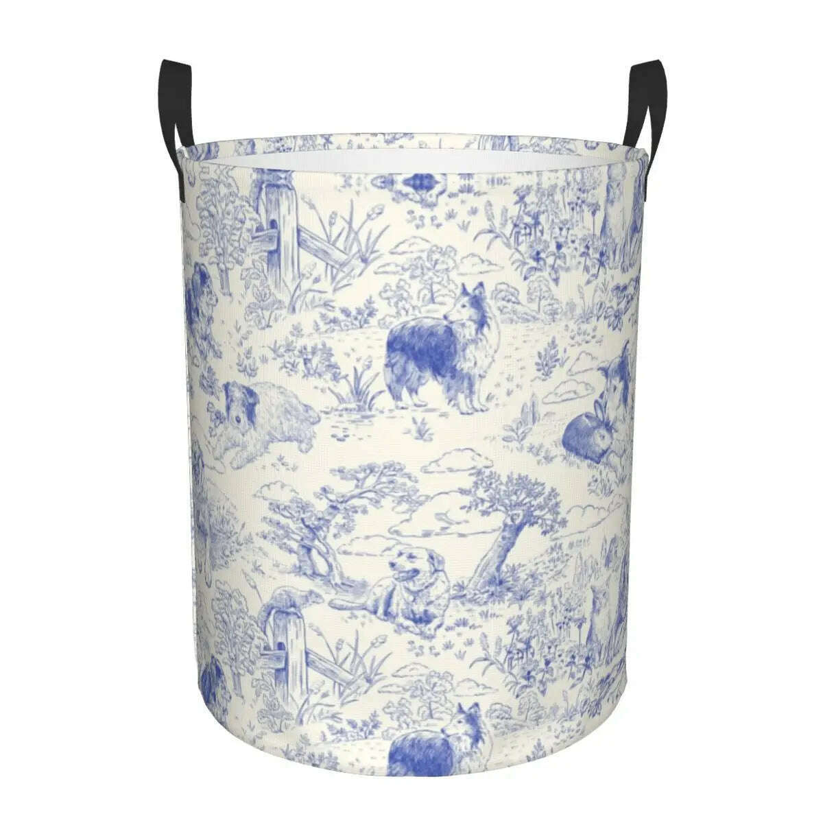 KIMLUD, Custom Toile De Jouy Number 2 Laundry Basket Foldable Large Clothing Storage Bin French Navy Blue Motif Baby Hamper, 4 / 50x40 cm, KIMLUD APPAREL - Womens Clothes