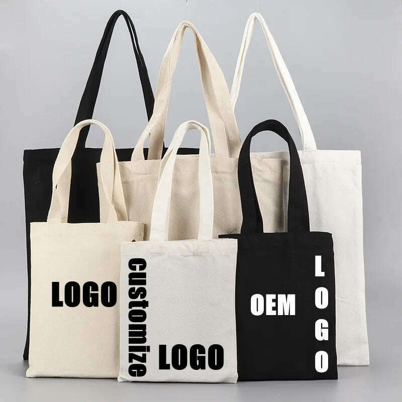 Customized logo personalized signature women's cloth shopping bags bags shoulder bags duffel bags large-capacity handbags eom - KIMLUD