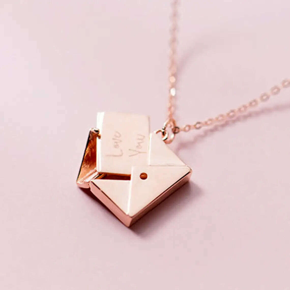 Customized Love Letter Envelope Stainless Steel Pendant Necklace Jewelry Confession You for Valentine Mother Day Gift - KIMLUD