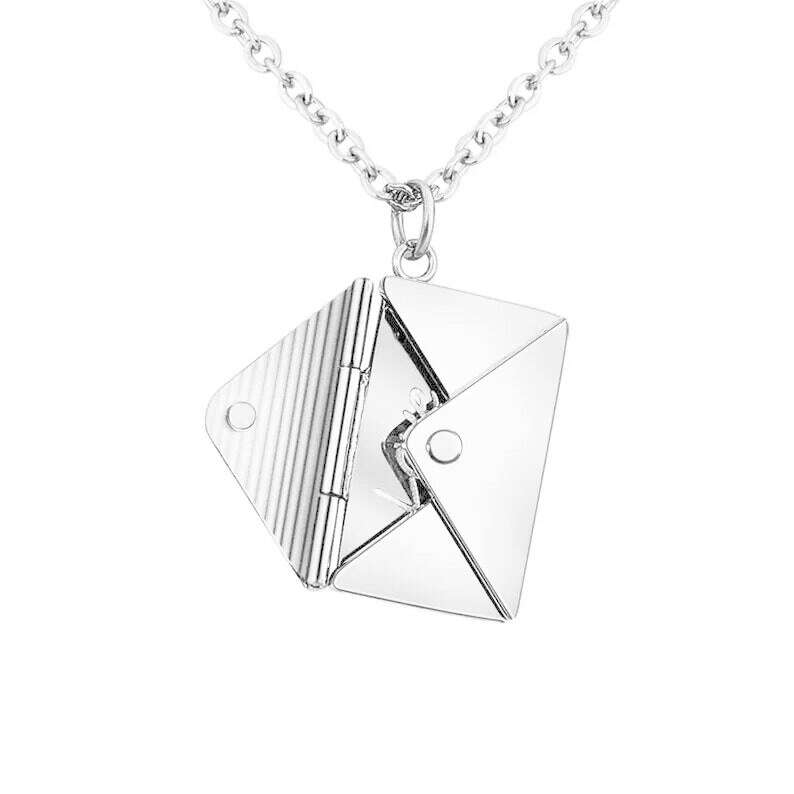 KIMLUD, Customized  Love Letter Envelope Stainless Steel  Pendant Necklace Jewelry Confession  You for Valentine  Mother Day Gift, Silver Color, KIMLUD APPAREL - Womens Clothes