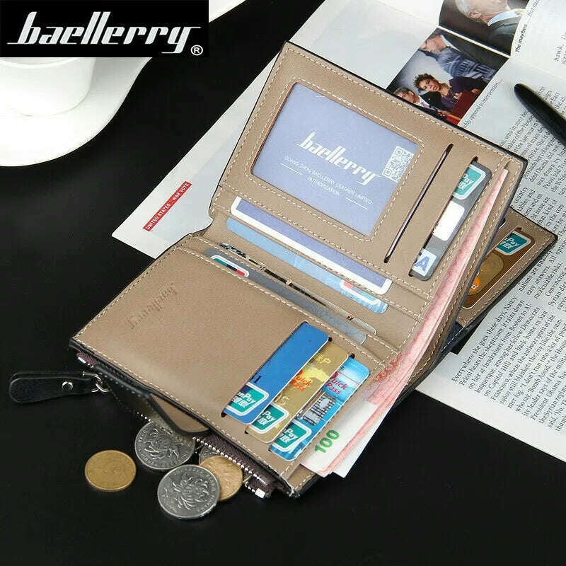 Customized Men Wallets Name Engraving Card Holders Zipper Fashion Short Men Purse PU Leather High Quality Male Purse For Men - KIMLUD